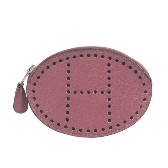HERMES Evelyne H logo Wallet Coin Compartment coin purse Leather purple - Picture 1 of 13